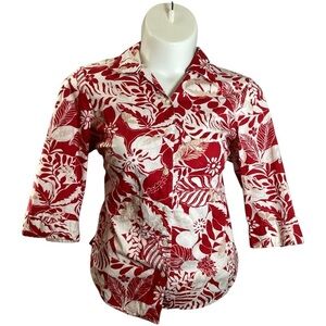 Kim Rogers Red and White floral, Plus Size 18W (2X)